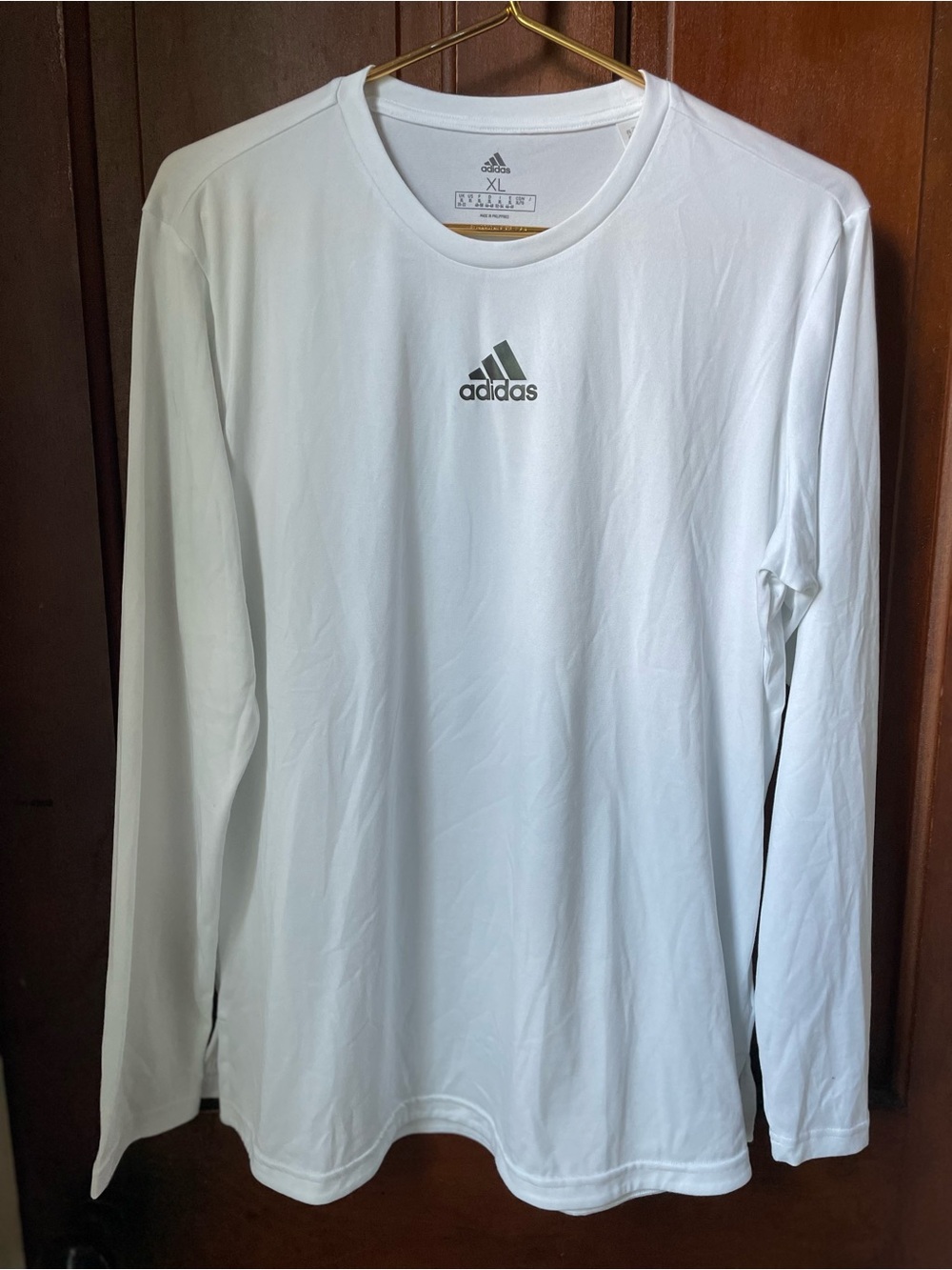 Adidas men's extra large long sleeve white athletic shirt